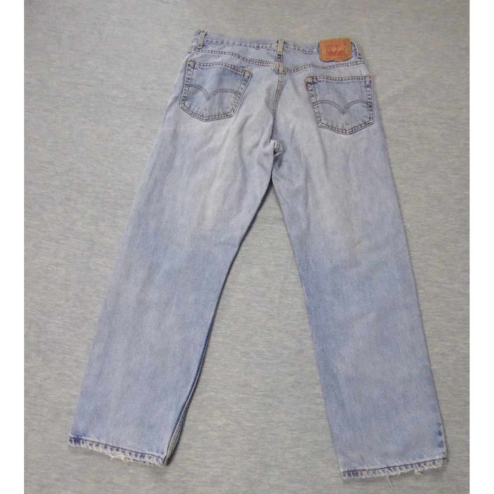 Levis 505 Regular Fit Straight Leg Jeans Mens 36 Blue Light Wash Denim